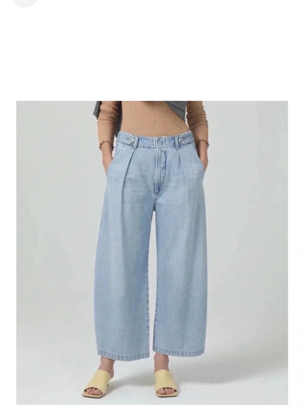 NWT Citizens of Humanity Payton Pleated Trouser Jeans Wide Leg Denim Roma Blue